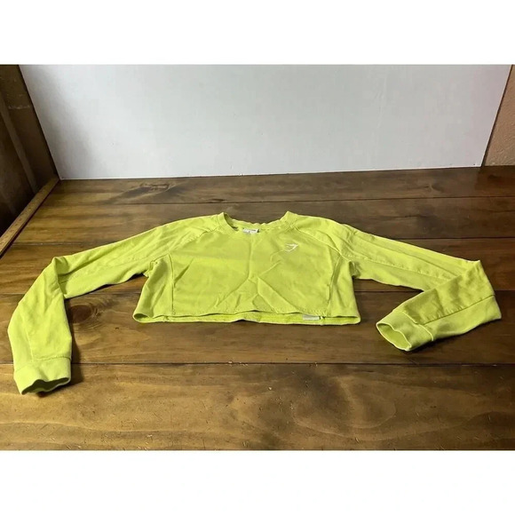Gymshark Training Cropped Long Sleeve Top Neon Yellow Size Small - Picture 1 of 7